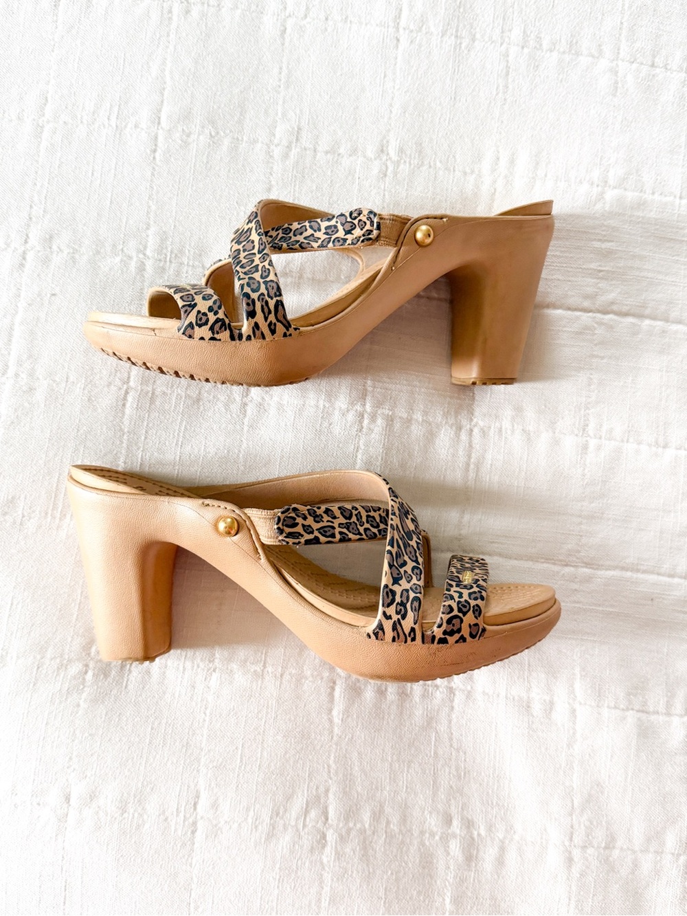Crocs Leopard Print Mule Heels